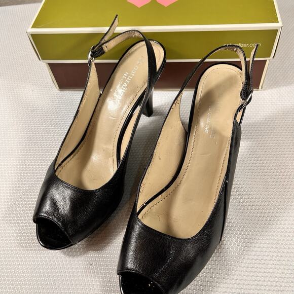 naturalizer womens 8M comfort "ivy" leather adjustable slingback 3" heel pumps. - Picture 6 of 10
